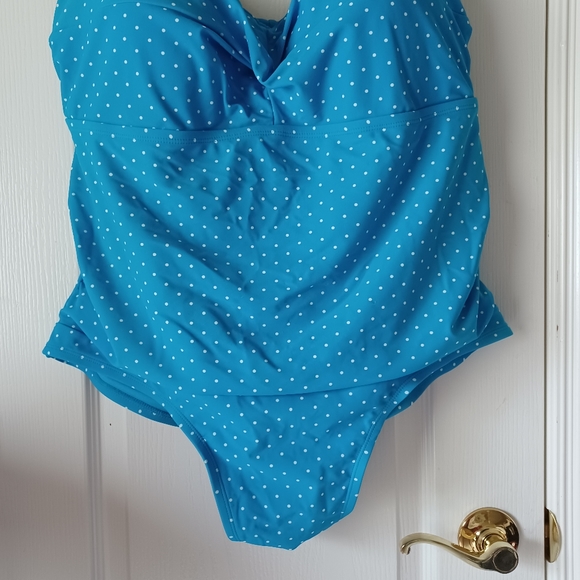 Catalina Blue White Polka Dot Swimwear Size 3X - Picture 3 of 15